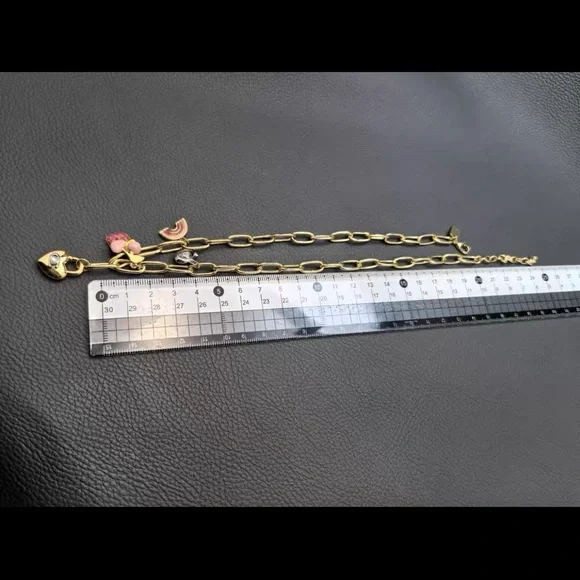 COACH Gold Charm Necklace with Heart and Cherry Accents - Picture 9 of 9